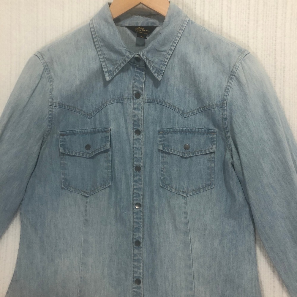 L.L.‎ Bean Linen Cotton Blend Shirt Western Style Long Sleeve Button Down Size 6